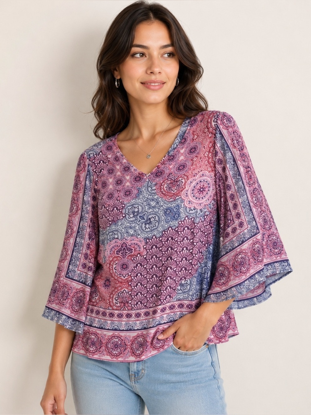 Chico’s tile kimono blouse 0 (S)